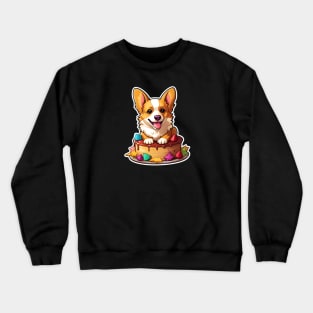 Corgi with Birthday Cake Crewneck Sweatshirt